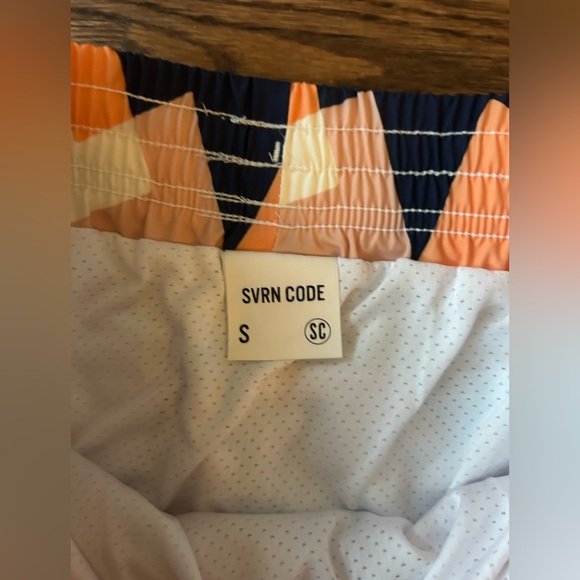 Sovereign Code Swim Trunks Mens Size Small Orange Blue Geometric NWOT - Picture 3 of 5